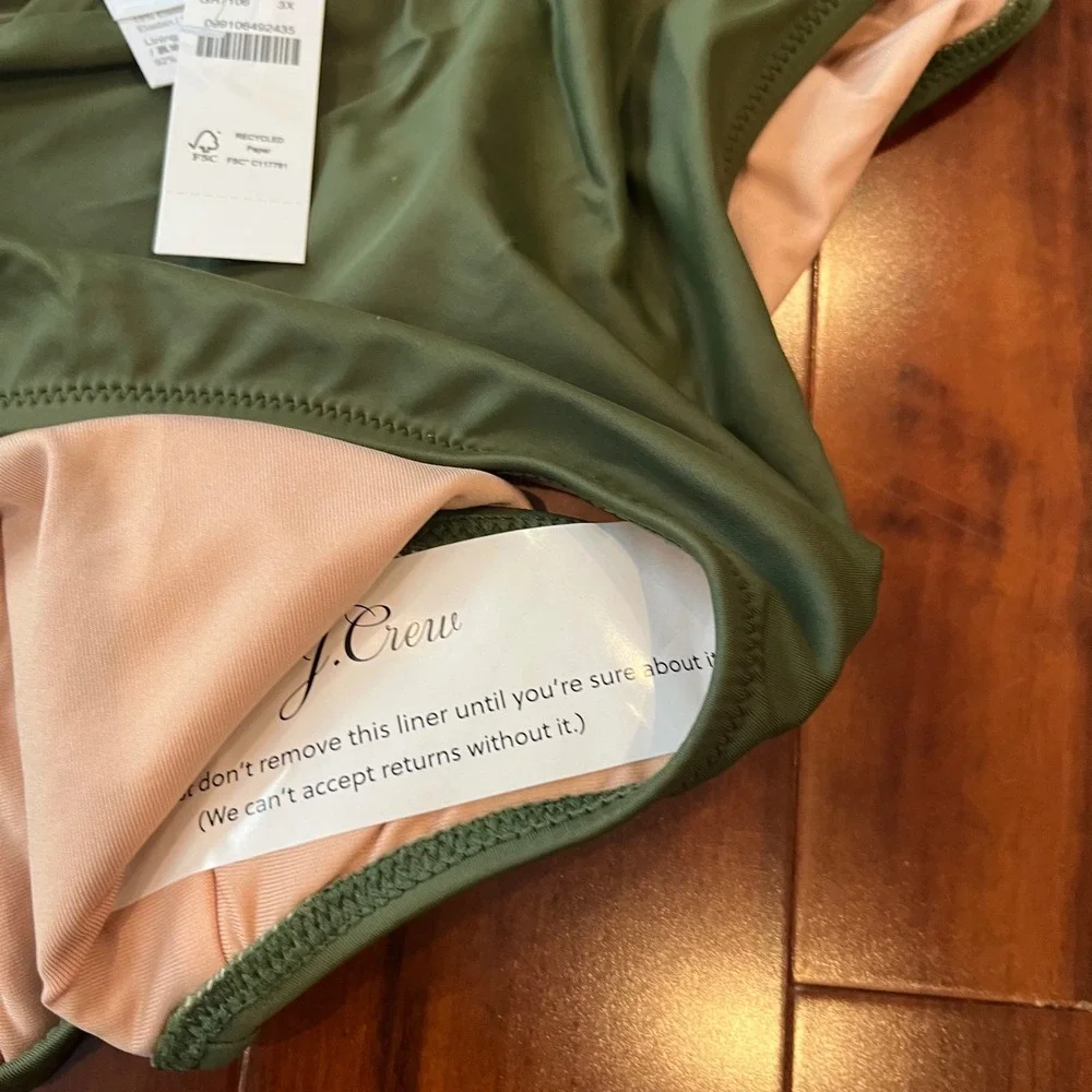 J.Crew Green Bikini Bottom Swim Olive Safari Solid BF171 New Plus Size‎ 3X